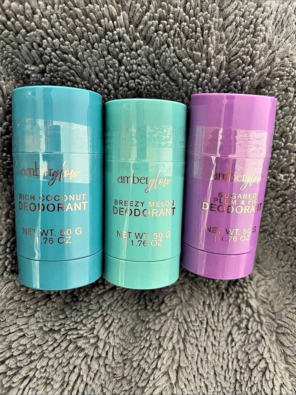 amber glow Deodorant Stick Set in Blue, Green & Purple NWT